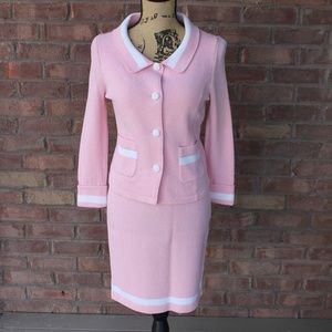 Jennifer Roberts Size 2 Light Pink and White Knit Suit